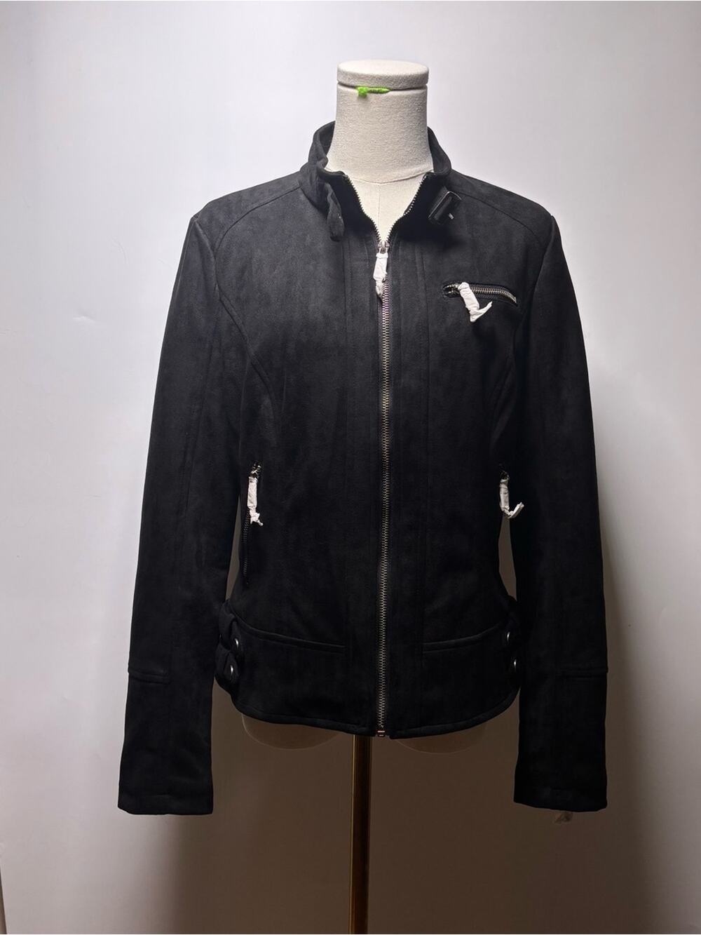 DownEast Weekend Moto Faux Suede Jacket Size L